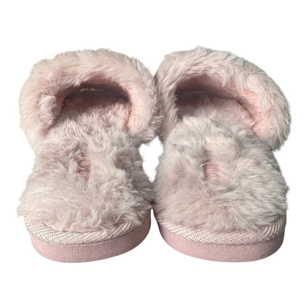 Thalia Sodi Pink Faux Fur Slide Slippers Bow Rhinestone Cozy Coquette Size 9-10 - Picture 5 of 9